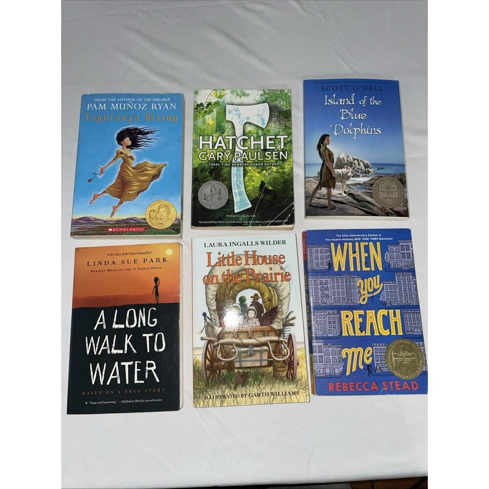 Lot 6 Newbery Middle Grade Classics - Hatchet, Esperanza, Island, Long Walk +2